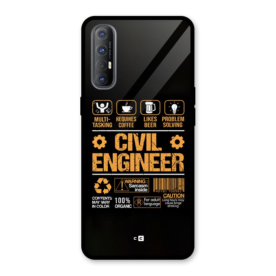 Civil Engineer Glass Back Case for Oppo Reno3 Pro