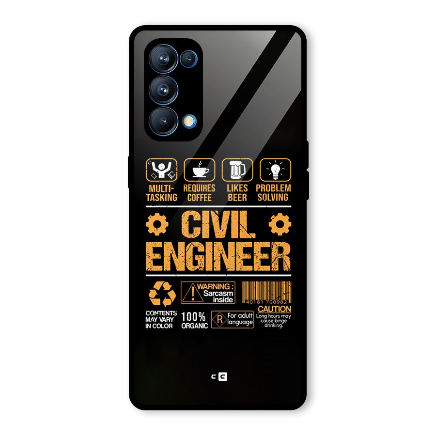 Civil Engineer Glass Back Case for Oppo Reno5 Pro 5G