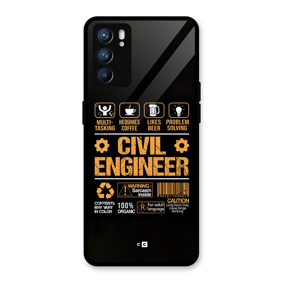Civil Engineer Glass Back Case for Oppo Reno6 5G