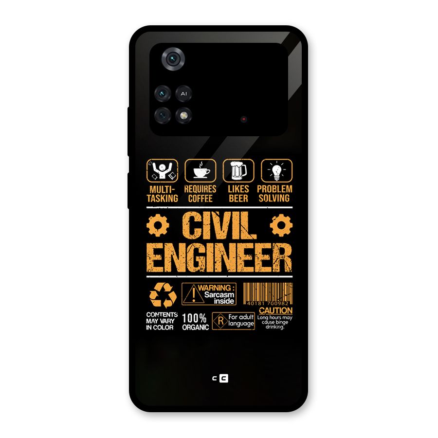 Civil Engineer Glass Back Case for Poco M4 Pro 4G