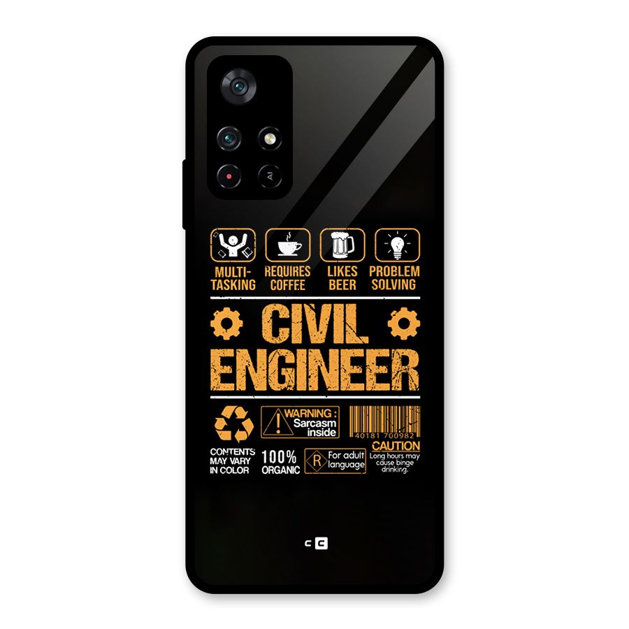Civil Engineer Glass Back Case for Poco M4 Pro 5G