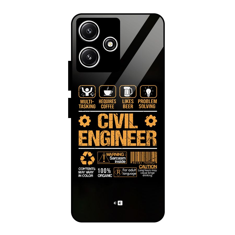 Civil Engineer Glass Back Case for Poco M6 Pro