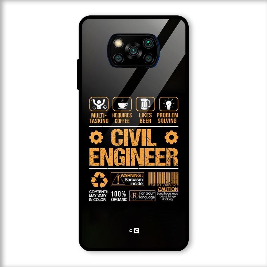 Civil Engineer Glass Back Case for Poco X3