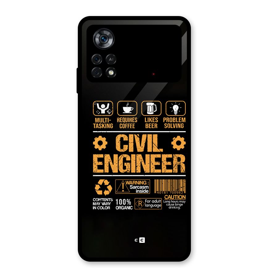 Civil Engineer Glass Back Case for Poco X4 Pro 5G