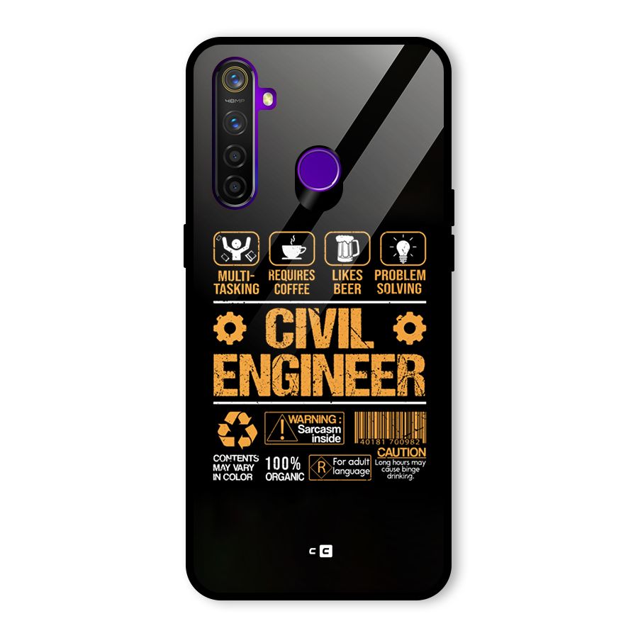 Civil Engineer Glass Back Case for Realme 5 Pro