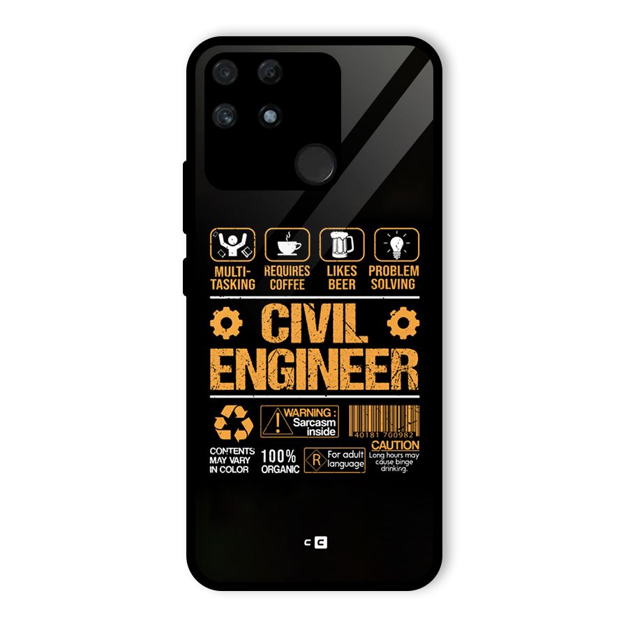Civil Engineer Glass Back Case for Realme Narzo 50A