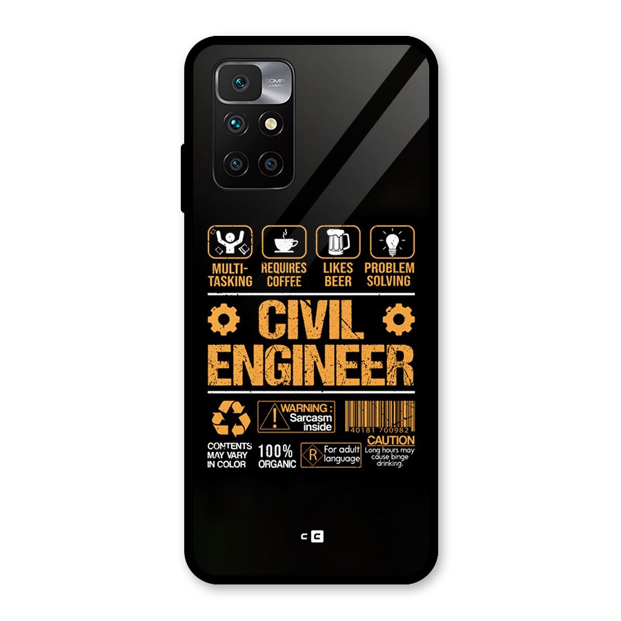 Civil Engineer Glass Back Case for Redmi 10 Prime