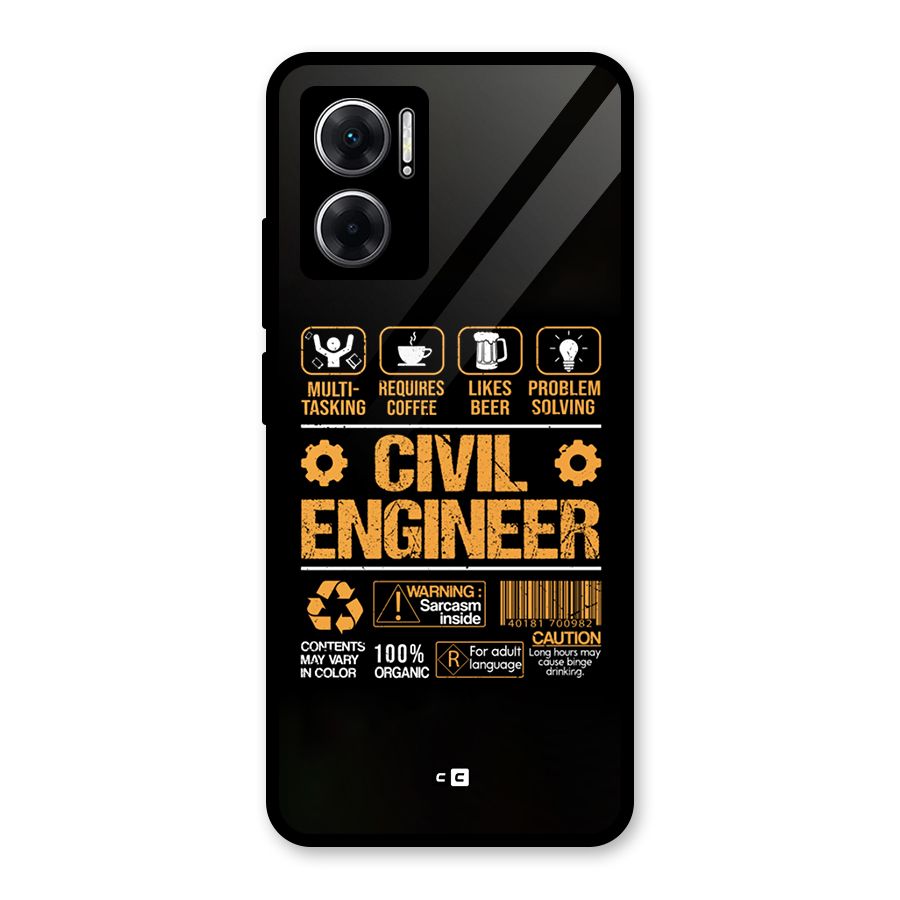 Civil Engineer Glass Back Case for Redmi 11 Prime 5G