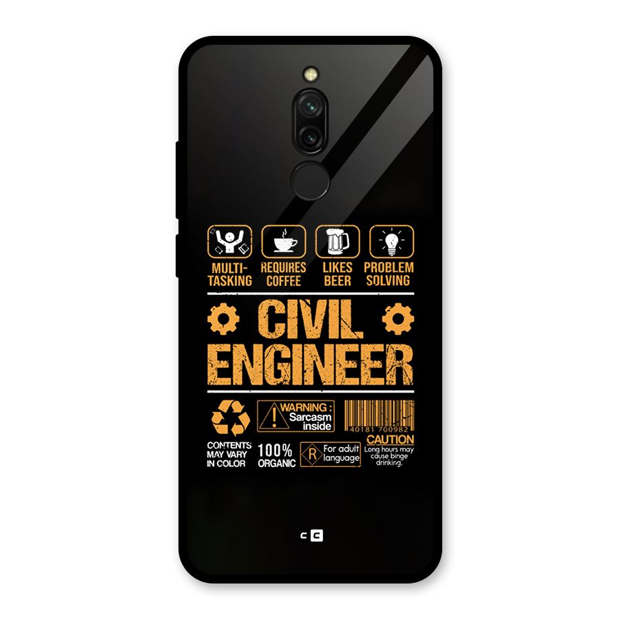 Civil Engineer Glass Back Case for Redmi 8