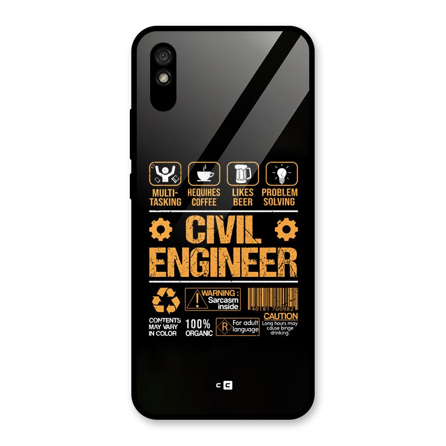 Civil Engineer Glass Back Case for Redmi 9A