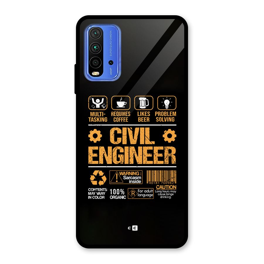 Civil Engineer Glass Back Case for Redmi 9 Power