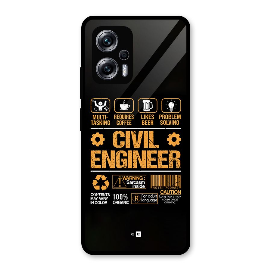Civil Engineer Glass Back Case for Redmi K50i