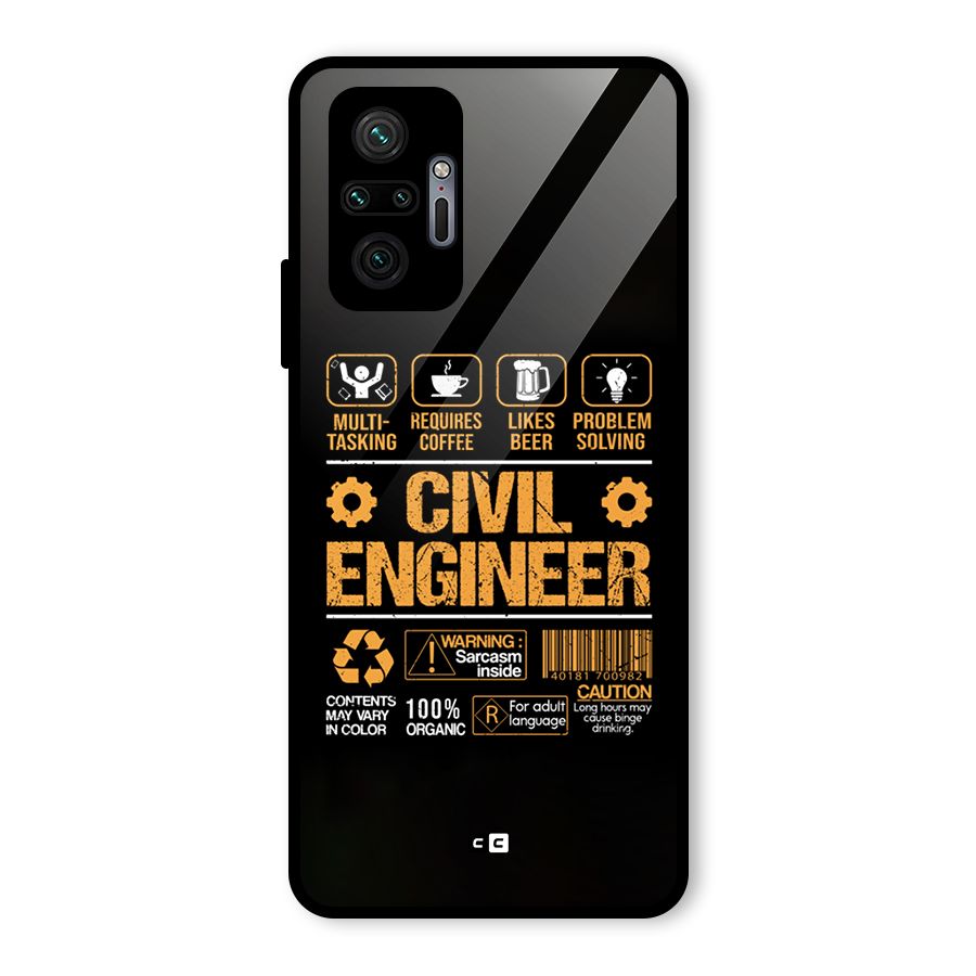 Civil Engineer Glass Back Case for Redmi Note 10 Pro Max