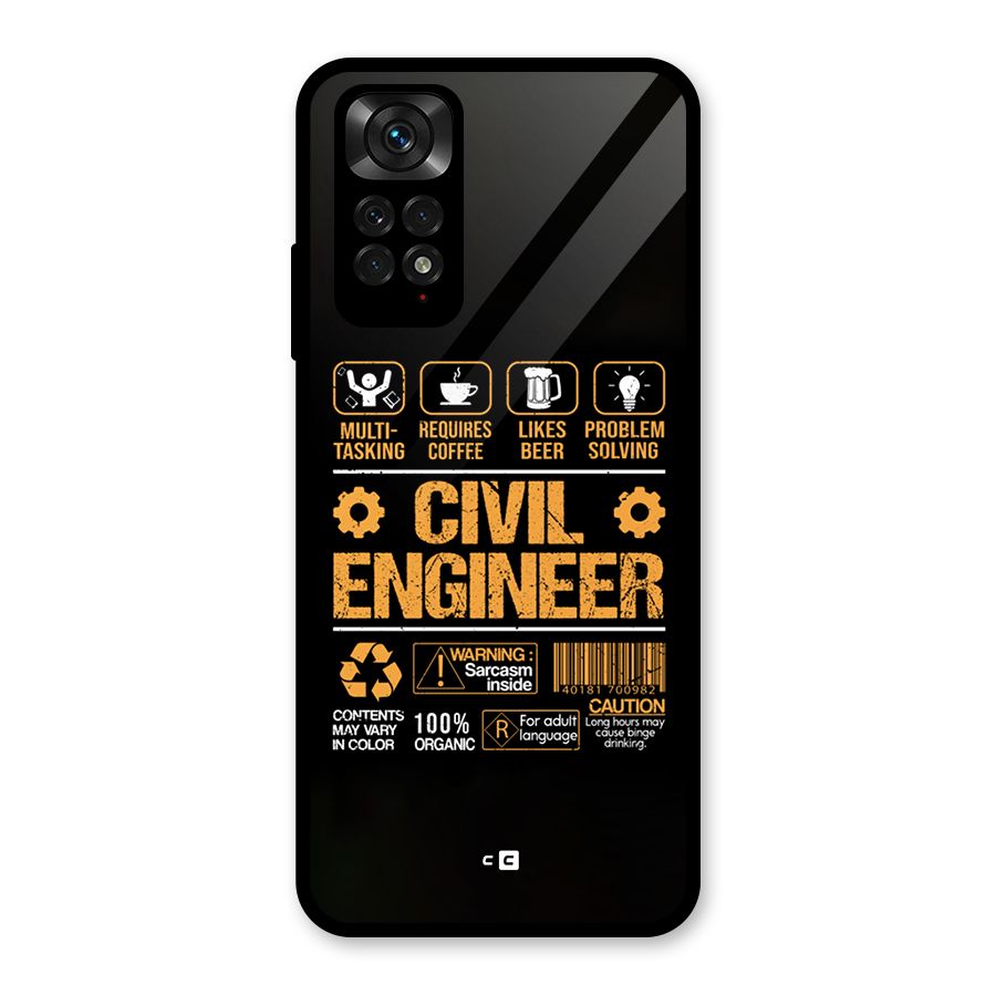 Civil Engineer Glass Back Case for Redmi Note 11