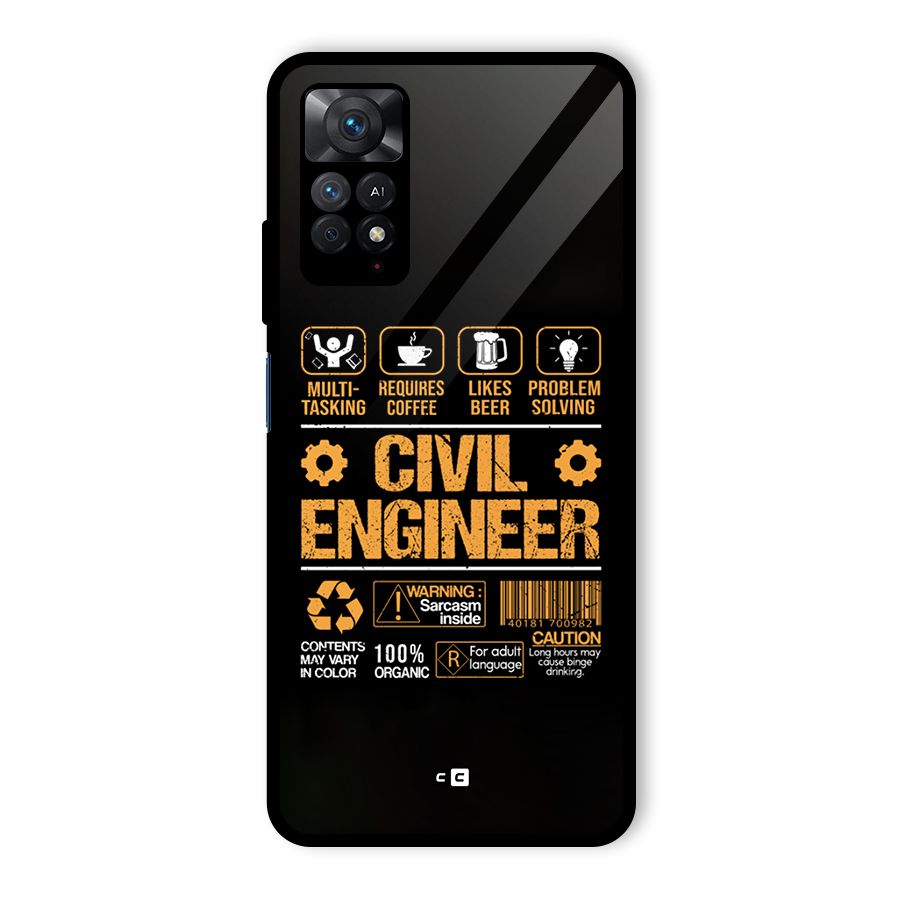 Civil Engineer Glass Back Case for Redmi Note 11 Pro