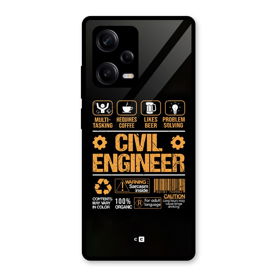 Civil Engineer Glass Back Case for Redmi Note 12 Pro