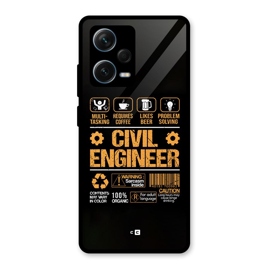 Civil Engineer Glass Back Case for Redmi Note 12 Pro Plus 5G