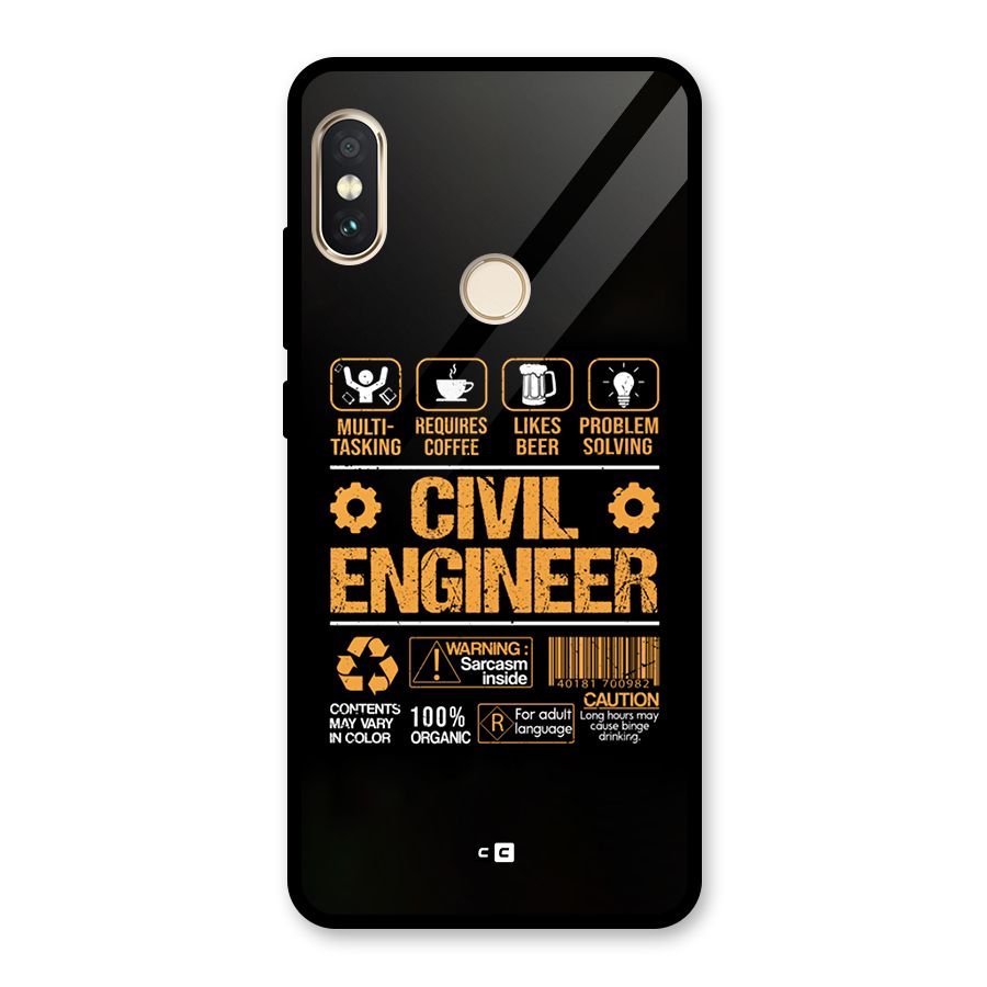 Civil Engineer Glass Back Case for Redmi Note 5 Pro