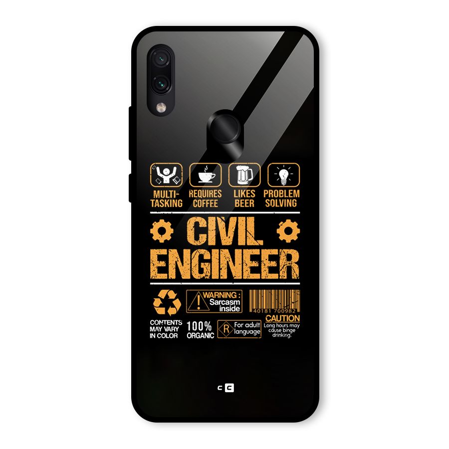 Civil Engineer Glass Back Case for Redmi Note 7 Pro