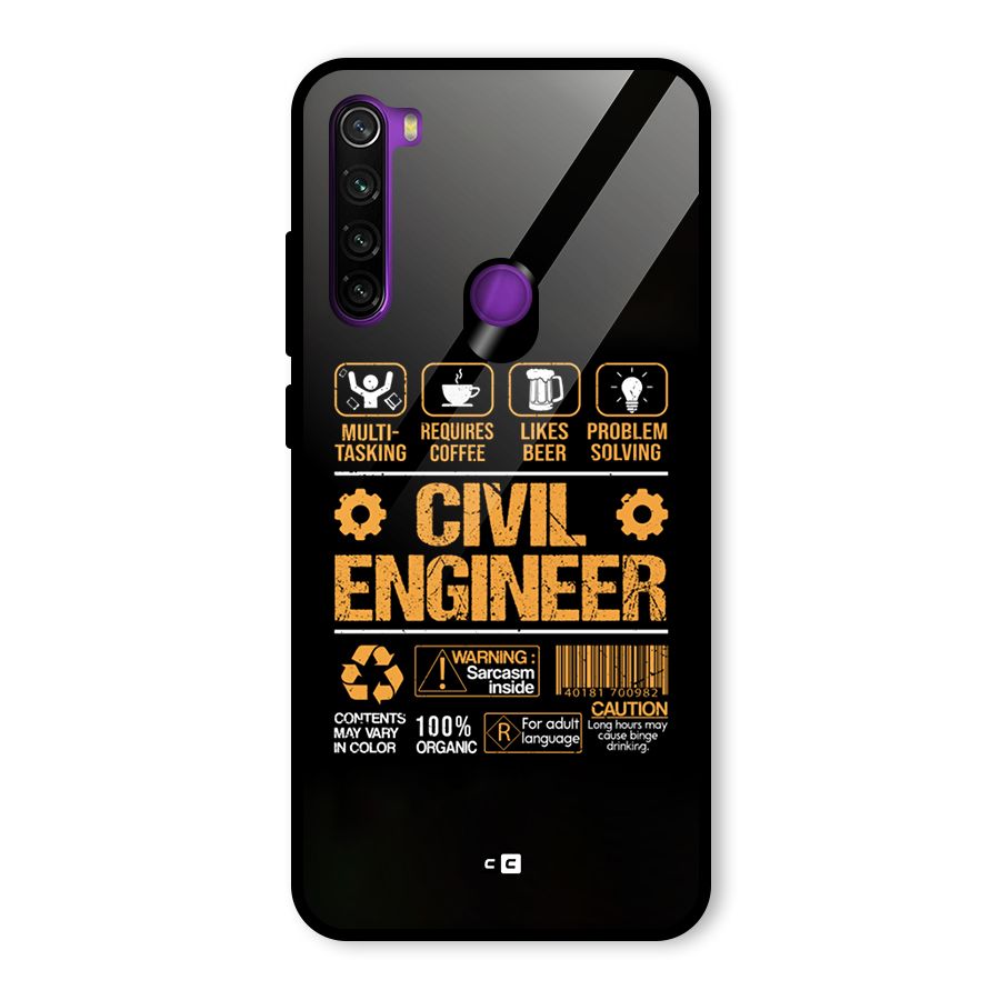 Civil Engineer Glass Back Case for Redmi Note 8