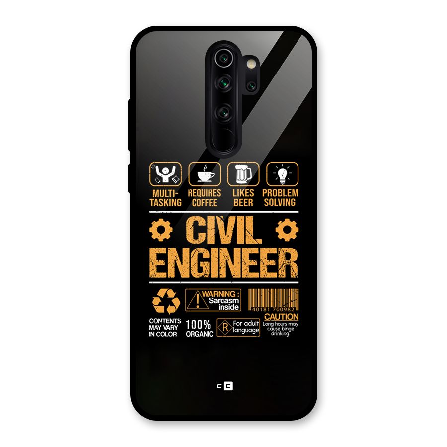 Civil Engineer Glass Back Case for Redmi Note 8 Pro