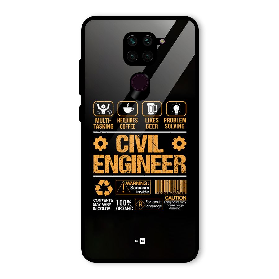 Civil Engineer Glass Back Case for Redmi Note 9
