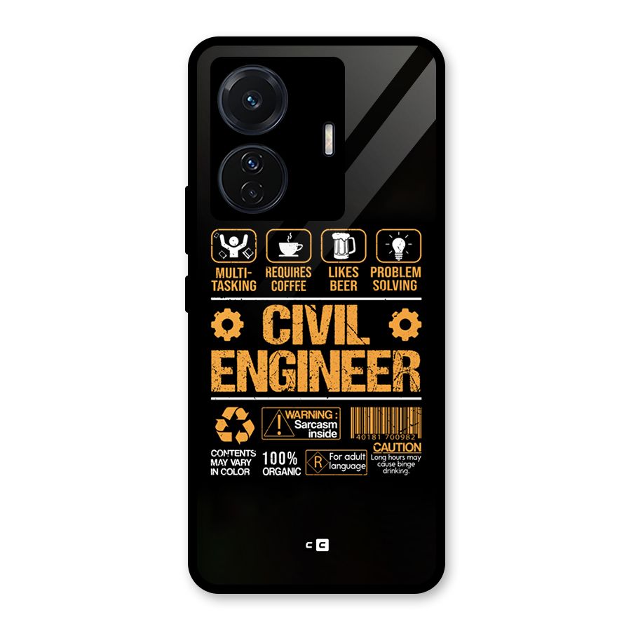 Civil Engineer Glass Back Case for Vivo T1 Pro