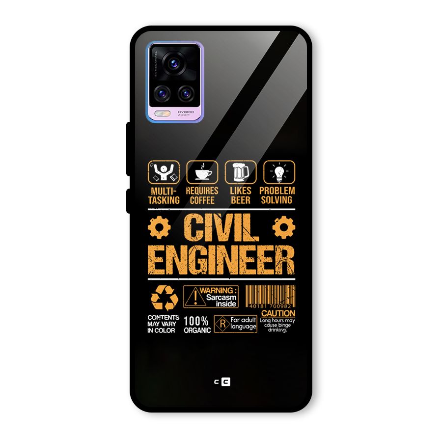 Civil Engineer Glass Back Case for Vivo V20 Pro