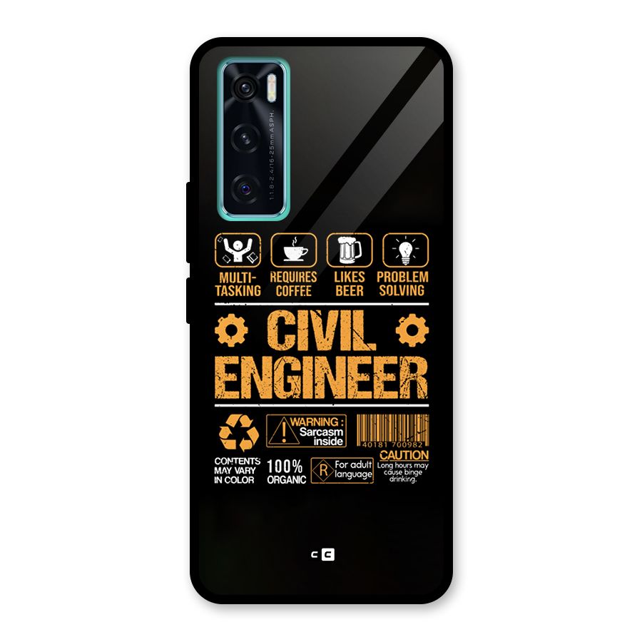 Civil Engineer Glass Back Case for Vivo V20 SE