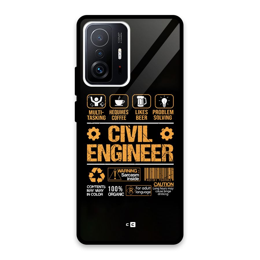 Civil Engineer Glass Back Case for Xiaomi 11T Pro