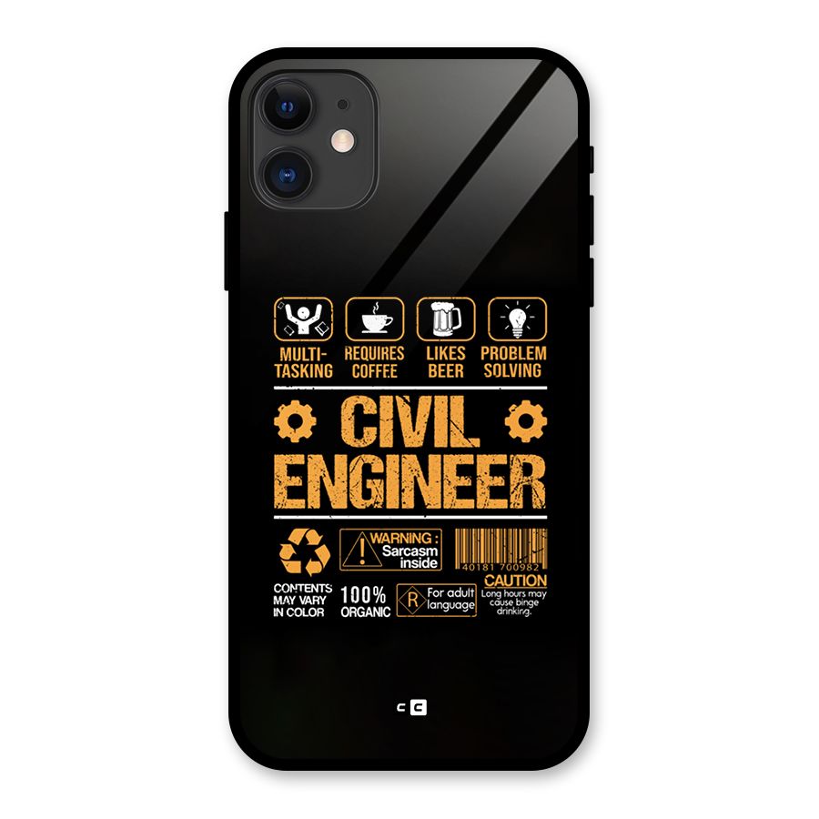Civil Engineer Glass Back Case for iPhone 11