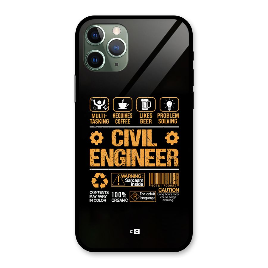 Civil Engineer Glass Back Case for iPhone 11 Pro