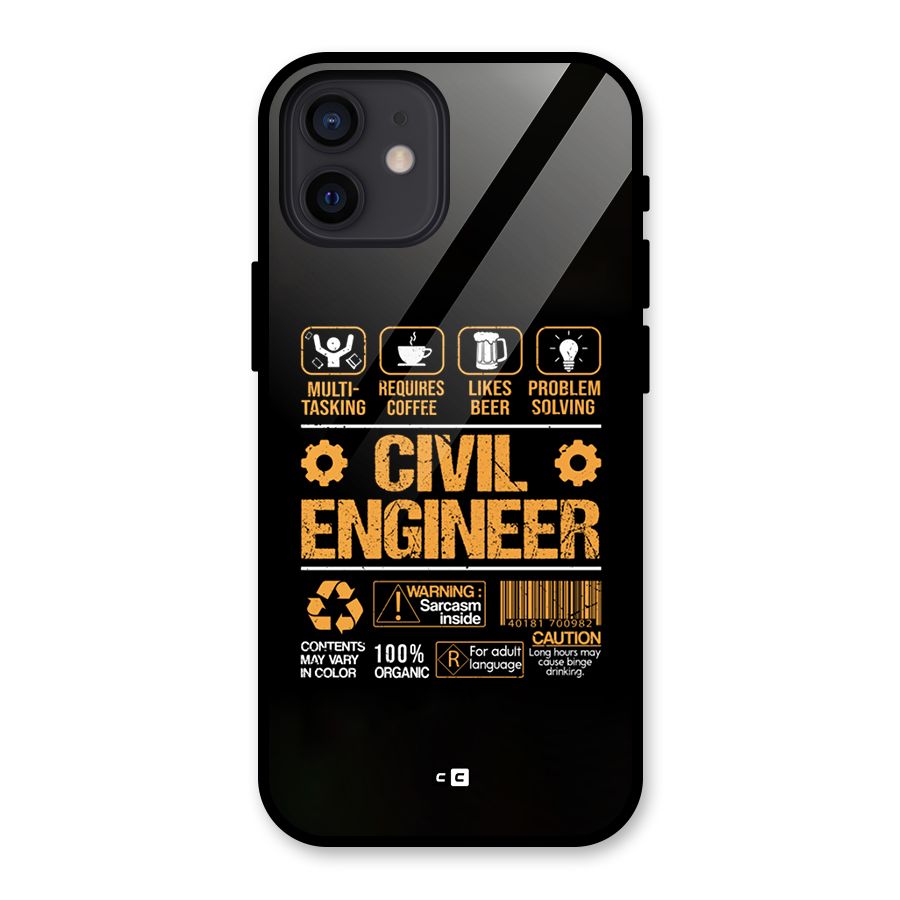 Civil Engineer Glass Back Case for iPhone 12