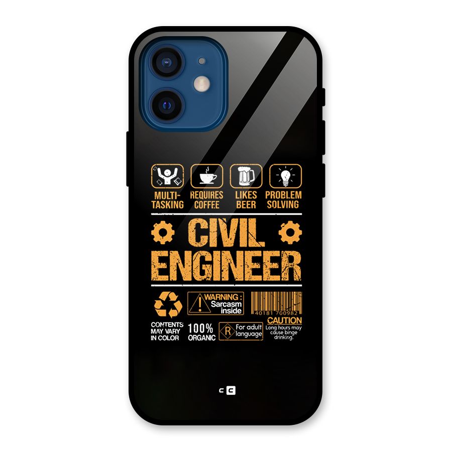 Civil Engineer Glass Back Case for iPhone 12 Mini