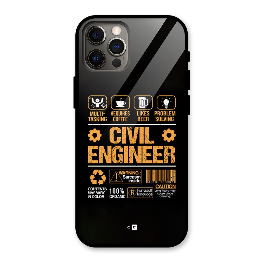 Civil Engineer Glass Back Case for iPhone 12 Pro