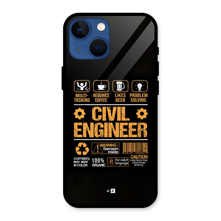 Civil Engineer Glass Back Case for iPhone 13 Mini