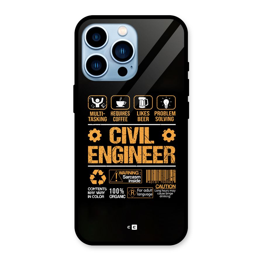 Civil Engineer Glass Back Case for iPhone 13 Pro