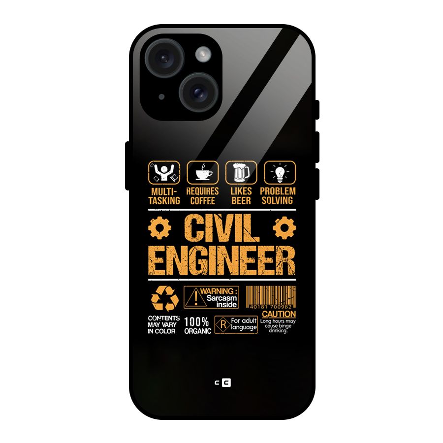 Civil Engineer Glass Back Case for iPhone 15