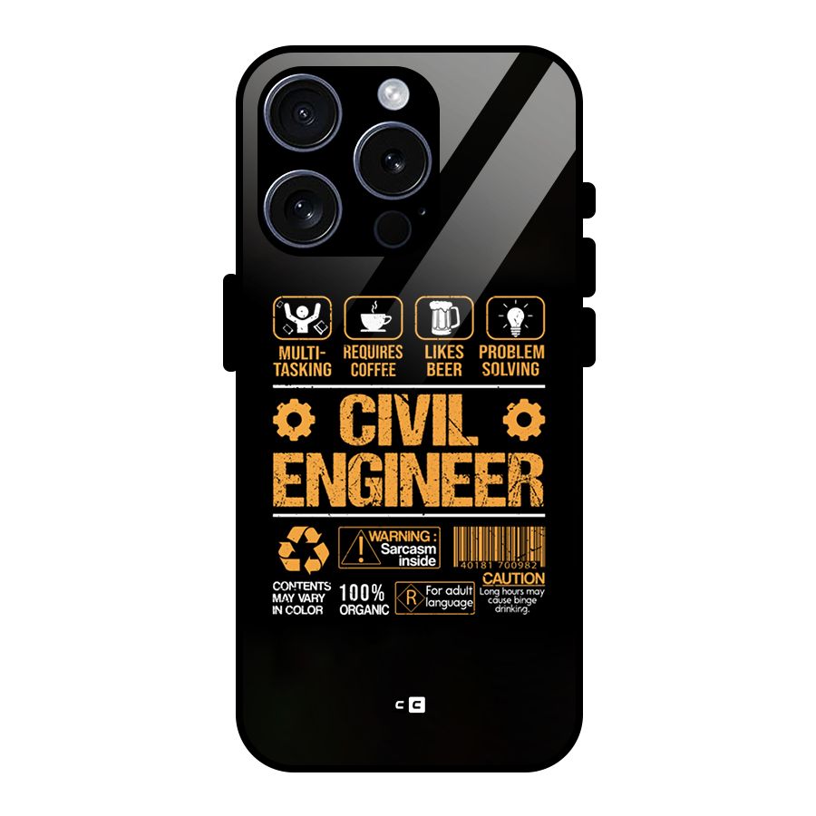 Civil Engineer Glass Back Case for iPhone 15 Pro