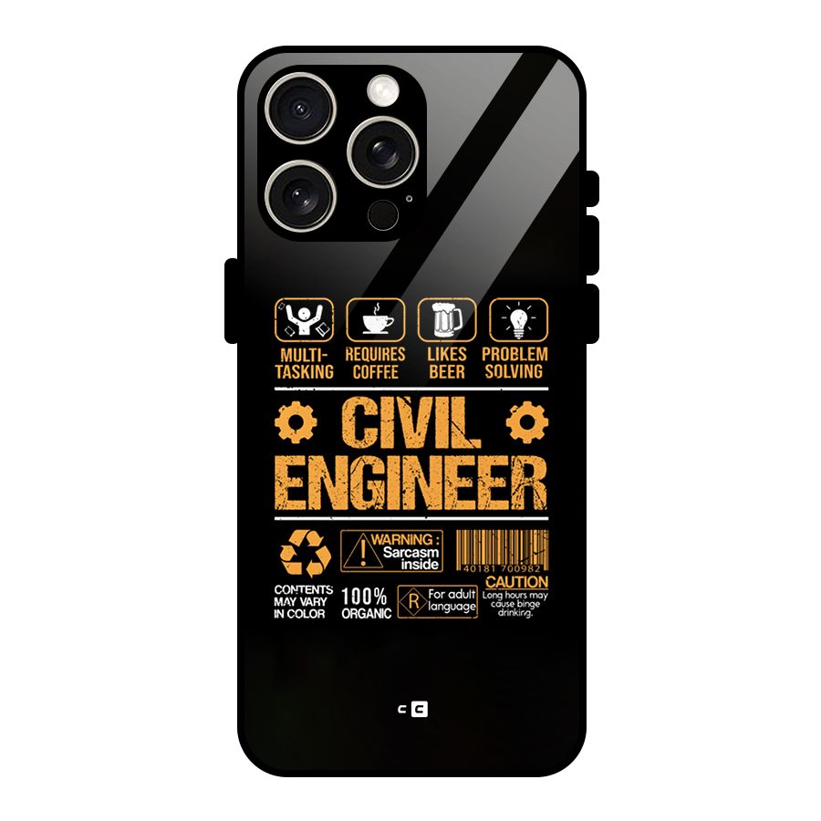 Civil Engineer Glass Back Case for iPhone 15 Pro Max