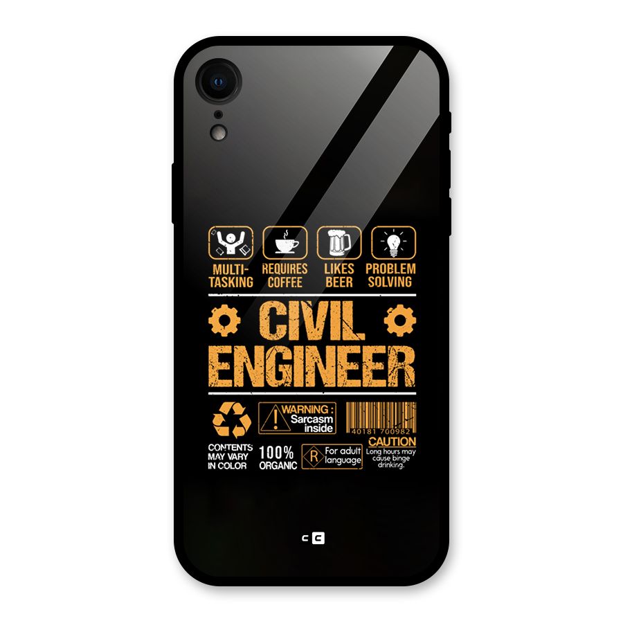 Civil Engineer Glass Back Case for iPhone XR