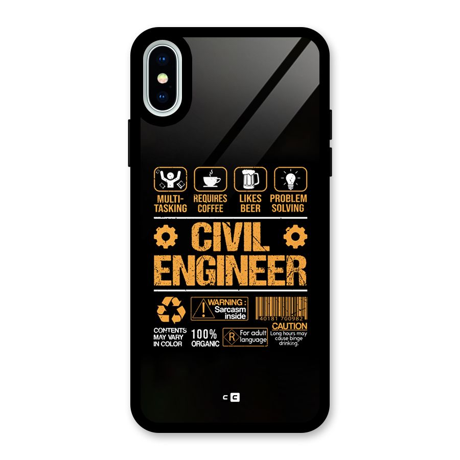 Civil Engineer Glass Back Case for iPhone XS