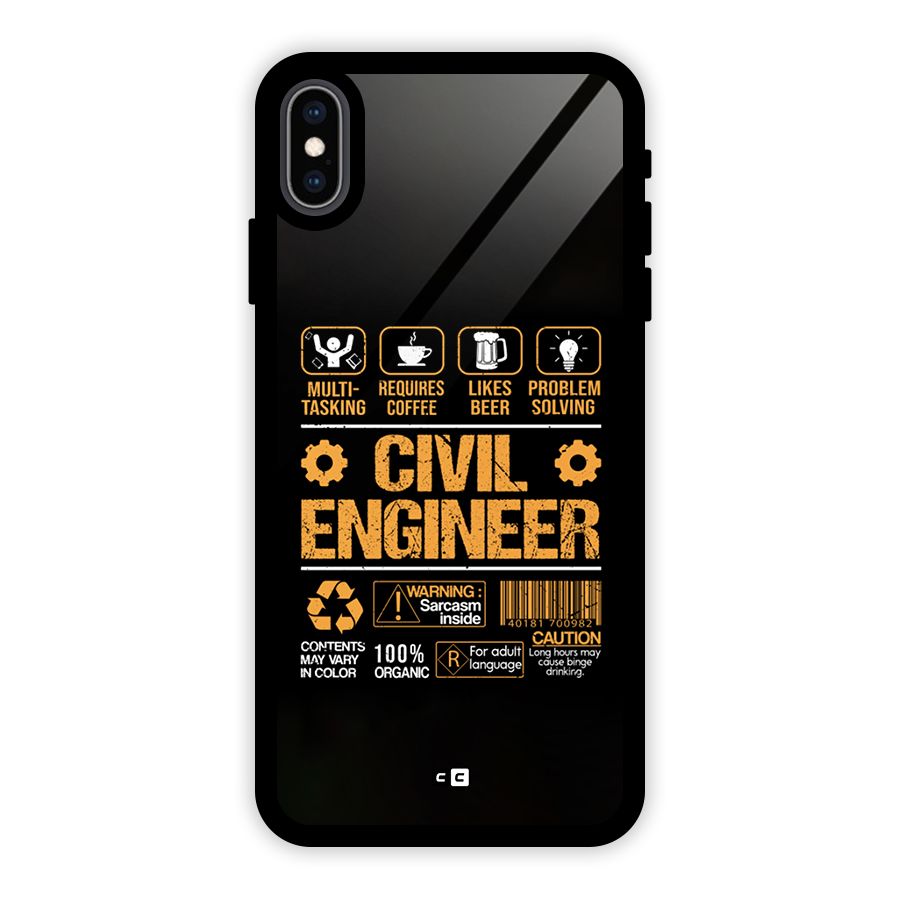 Civil Engineer Glass Back Case for iPhone XS Max