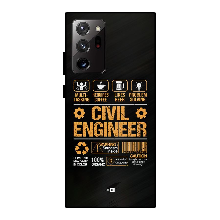 Civil Engineer Metal Back Case for Galaxy Note 20 Ultra 5G