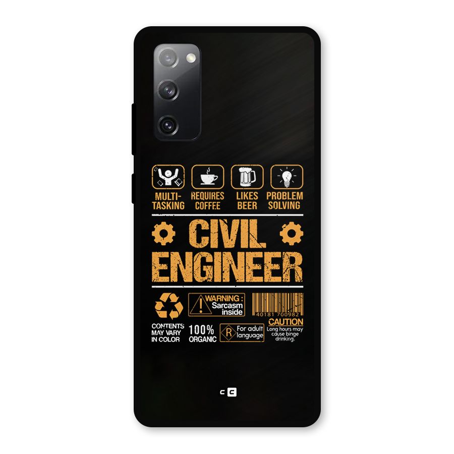 Civil Engineer Metal Back Case for Galaxy S20 FE 5G