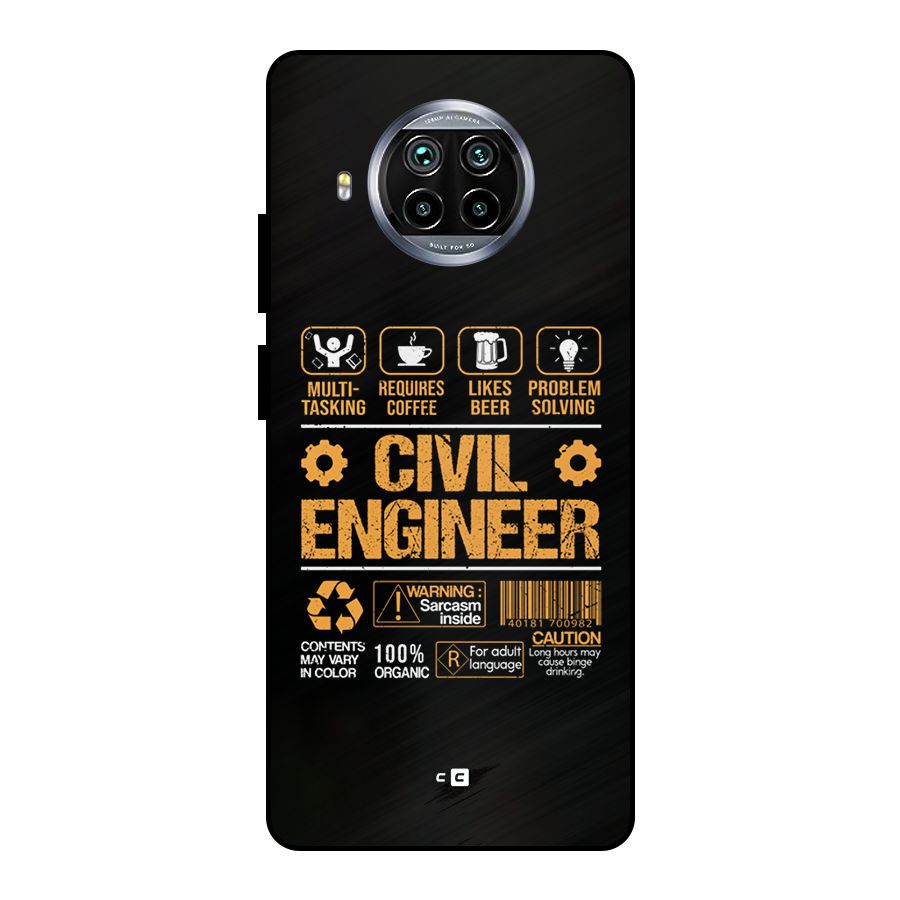 Civil Engineer Metal Back Case for Mi 10i