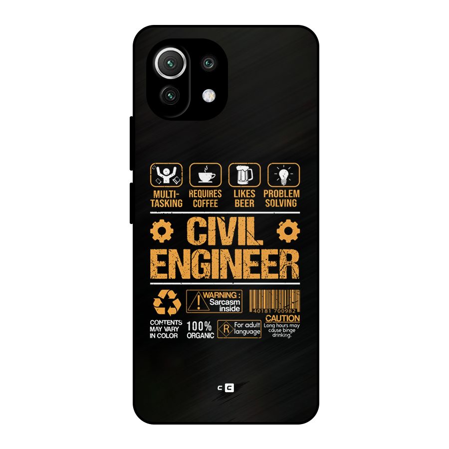 Civil Engineer Metal Back Case for Mi 11 Lite