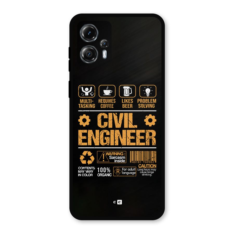Civil Engineer Metal Back Case for Moto G13