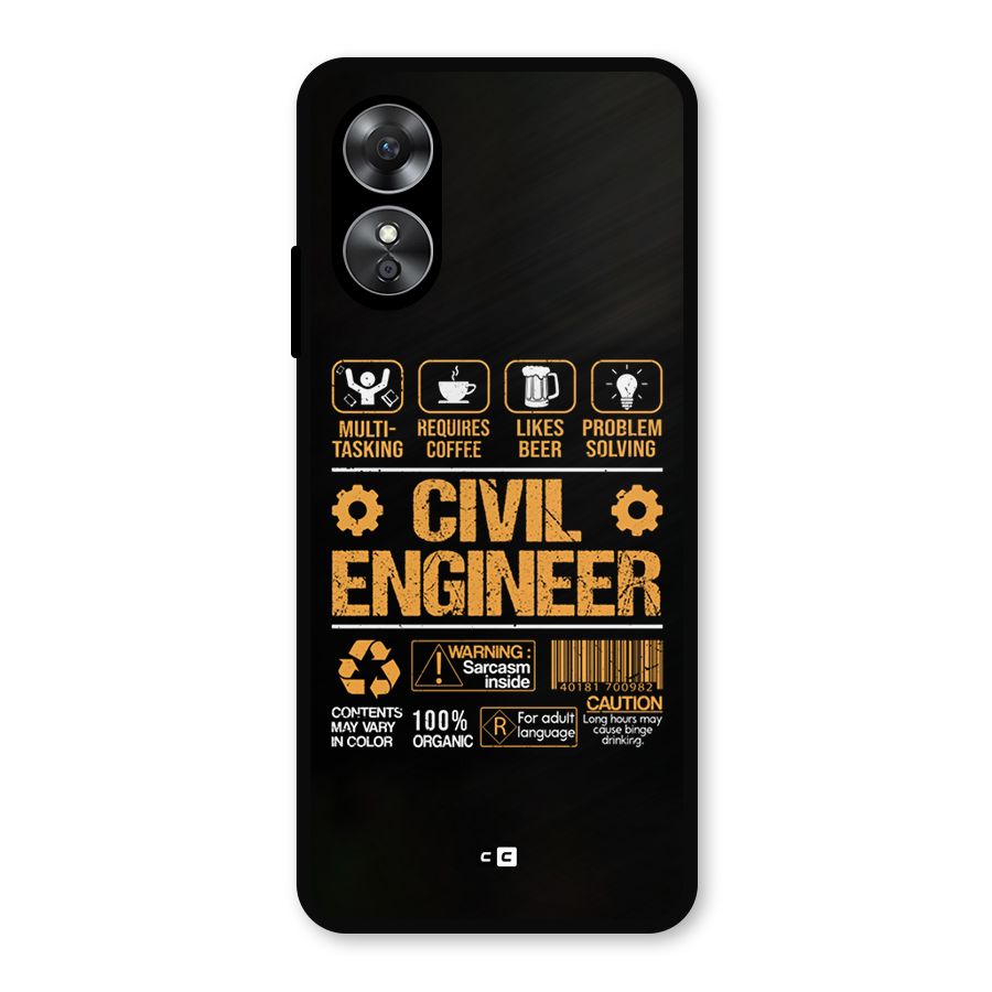 Civil Engineer Metal Back Case for Oppo A17