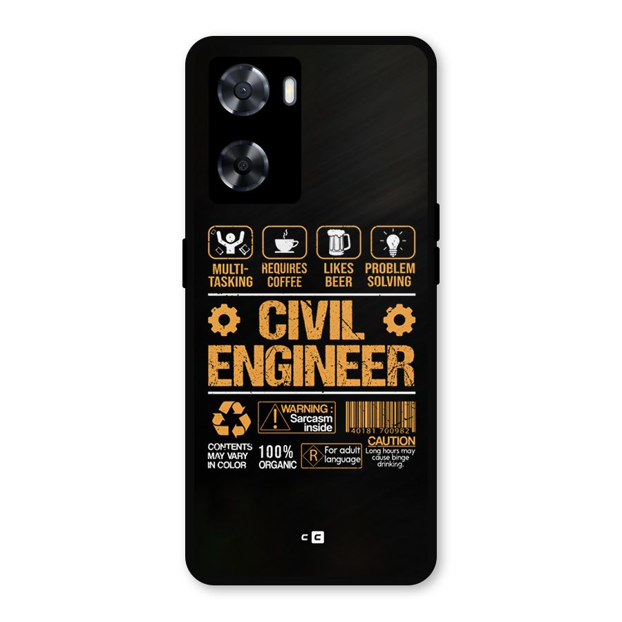 Civil Engineer Metal Back Case for Oppo A57 2022